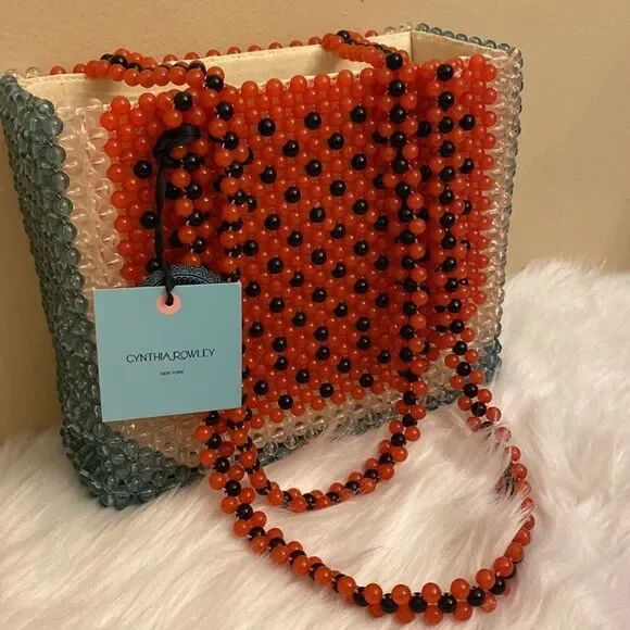 NWT Cynthia RowleyRare Watermelon Acrylic Beaded Tote Shoulder Bag 🍉
